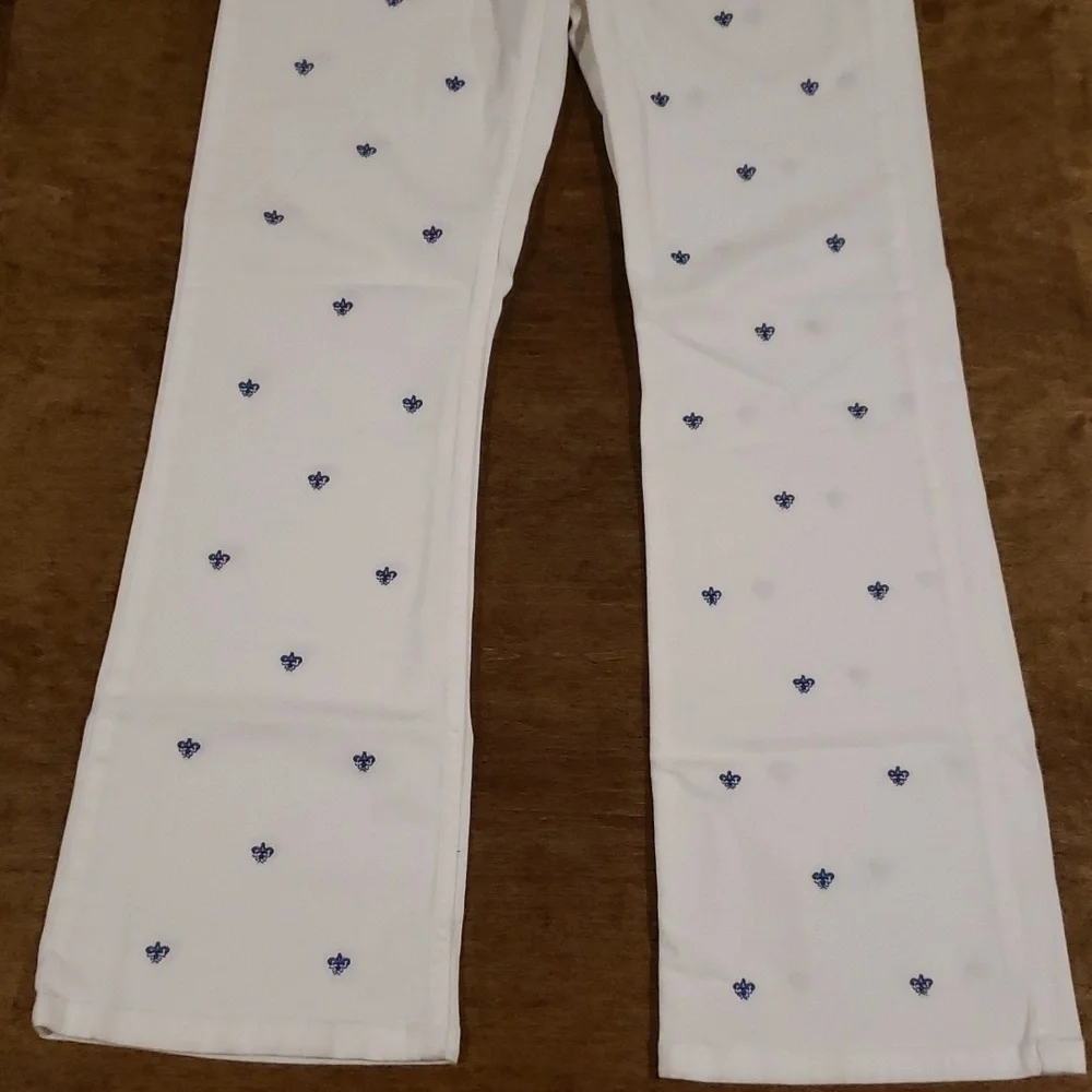 Ralph Lauren White Embroidered Cotton Pants Youth 16